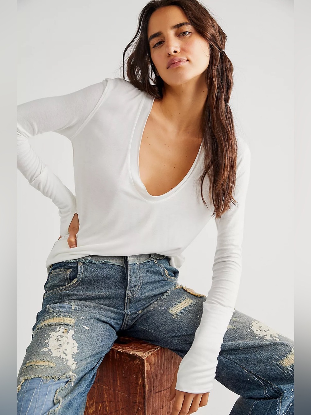 SOLD NWT Free People We The Free x Revolve Fresh & Clean Top in Ivory - Picture 3 of 10